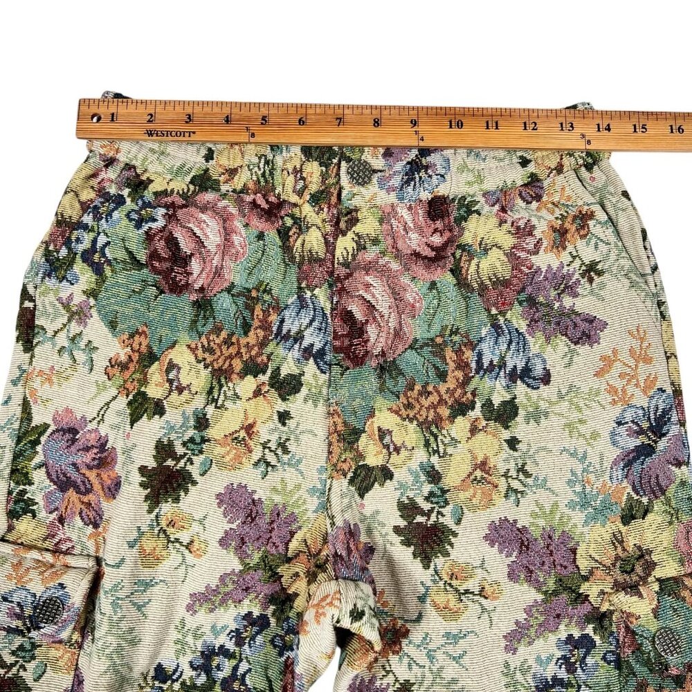 Vintage Guapi Floral Tapestry Mid Rise Frayed Edge Cargo Trouser Pants Size 30 - Picture 12 of 16